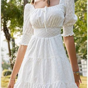 white puff sleeve summer dress